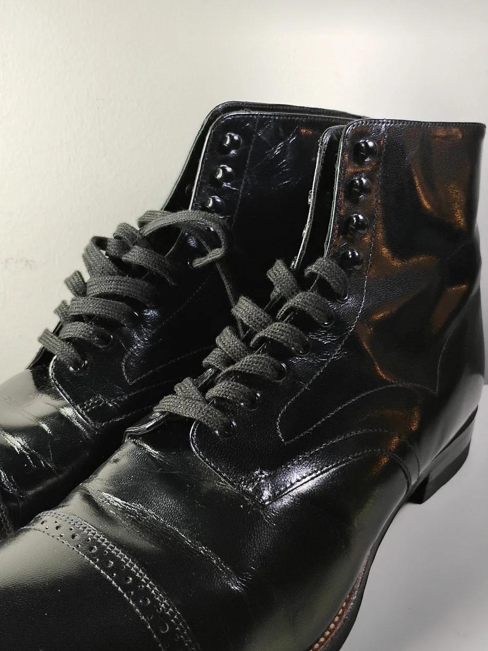 Stacy Adams Men's 10.5 Black Leather Cap Toe Lace Up Dress Boots
